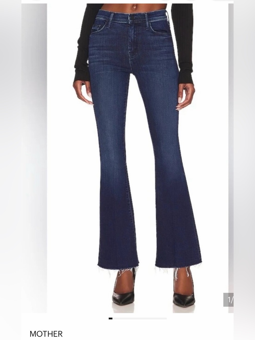 MOTHER Weekender Fray Dark Blue Flare Jeans